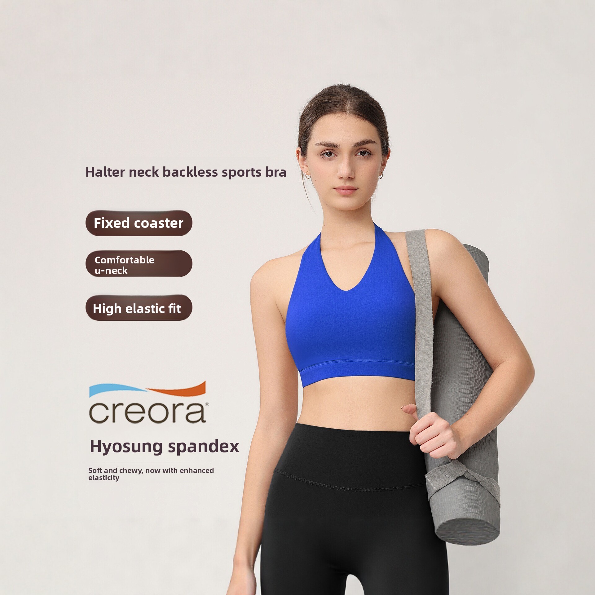 Yoga Fitness Matte - Women's Halter Sports Bra with Fixed