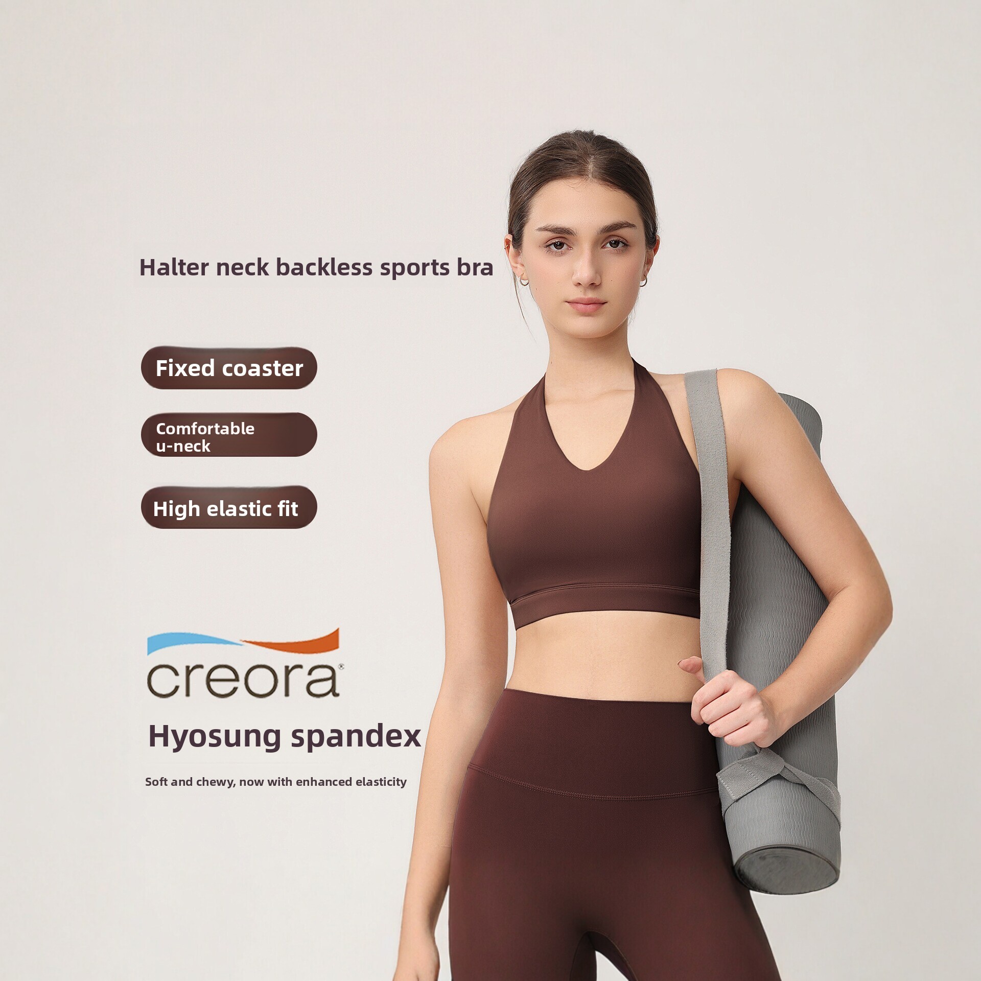 Women's Halter Sports Bra with - Yoga Fitness Matte ulasan dan harga